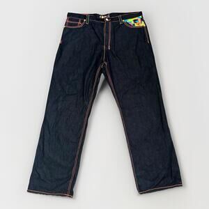 Coogi Denim Jeans Men's 42x35 Rainbow Rasta Embroidered Pocket Hip Hop